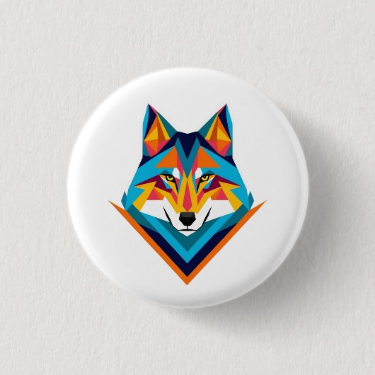 Geometrische wolf ronde button 3,2 cm (Voorkant)
