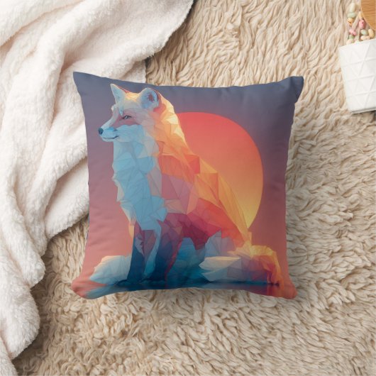 Geometrische wolf silhouet | Moderne polygoon dier Kussen (Deken)