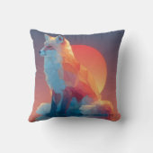 Geometrische wolf silhouet | Moderne polygoon dier Kussen (Achterkant)
