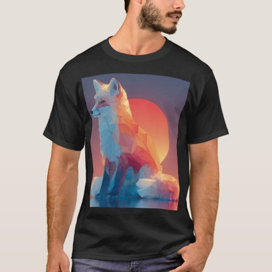 Geometrische wolf silhouet | Moderne polygoon dier T-shirt (Voorkant)
