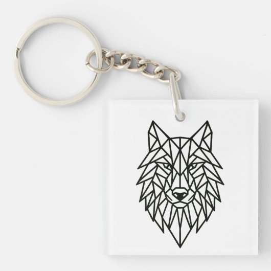 Geometrische wolf sleutelhanger (voorkant)
