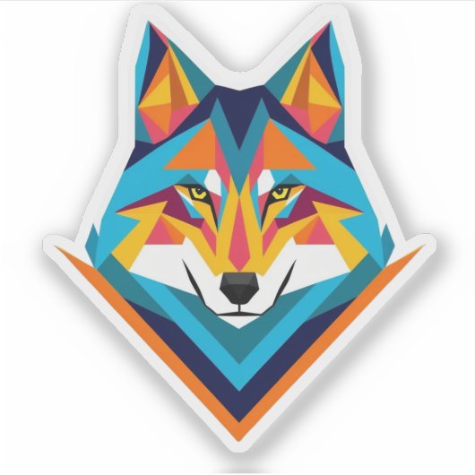 Geometrische wolf sticker (Voorkant)