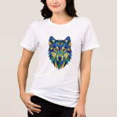 Geometrische wolfskop Abstracte Kunst Tri-Blend Shirt (Voorkant)