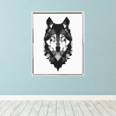 Geometrische Wolfskop Canvas Afdruk (Insitu (Houten vloer))