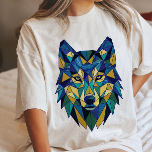 Geometrische wolfskop Polygon Kunst Tri-Blend Shirt