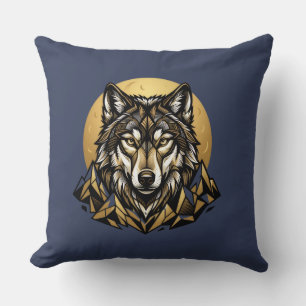 Geometrische wolfskopmaan bergenworp kussen