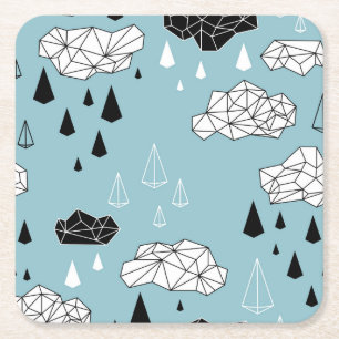 Geometrische wolken en regen, naadloos patroon. kartonnen onderzetters