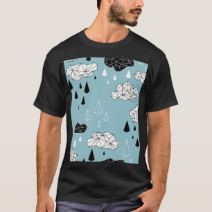 Geometrische wolken en regen, naadloos patroon. t-shirt