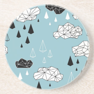 Geometrische wolken en regen, naadloos patroon. zandsteen onderzetter