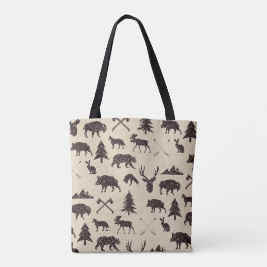 Geometrische Woodlanddieren | Dierlijke Canvas tas (Achterkant)