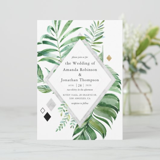 Geometrische woudbruiloft kaart (Staand voorkant)