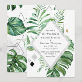 Geometrische woudbruiloft kaart (Voorkant / Achterkant)