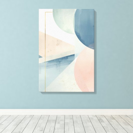 Geometrische zachte tonen - Abstracte pastelwand Canvas Afdruk (Insitu (Houten vloer))