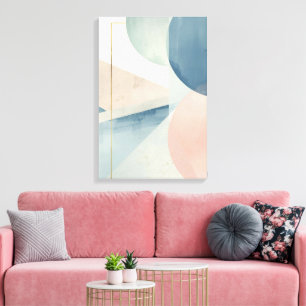 Geometrische zachte tonen - Abstracte pastelwand Canvas Afdruk