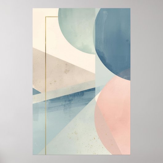 Geometrische zachte tonen - Abstracte pastelwand Poster (Voorkant)