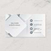 Geometrische Zakelijke Witte en Tin Blokken Visitekaartje (Achterkant)