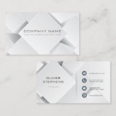 Geometrische Zakelijke Witte en Tin Blokken Visitekaartje (Voorkant / Achterkant)