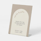 Geometrische zand Beige Arch Wedding Kaarten Reclamebord Met Voetstuk (Voorkant)
