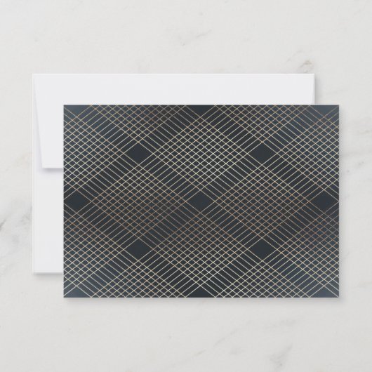 Geometrische zeemacht Gold Gatsby Wedding Enclosur RSVP Kaartje (Achterkant)