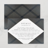 Geometrische zeemacht Gold Gatsby Wedding Enclosur RSVP Kaartje (Voorkant / Achterkant)