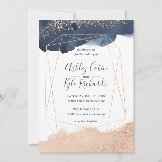 Geometrische zeemacht, goud, zwarte Waterverf Kaart (Voorkant)