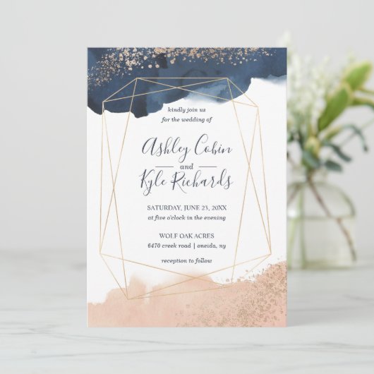 Geometrische zeemacht, goud, zwarte Waterverf Kaart (Staand voorkant)