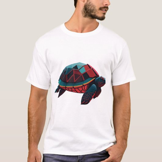 Geometrische Zeeschildpad Rood T-shirt (Voorkant)