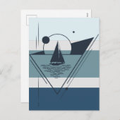 Geometrische Zeilboot Moderne kunst Feestdagenkaart (Voorkant / Achterkant)