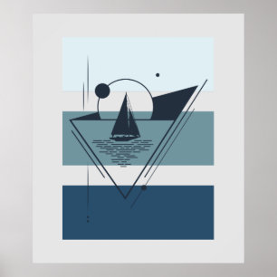 Geometrische Zeilboot Moderne kunst Poster