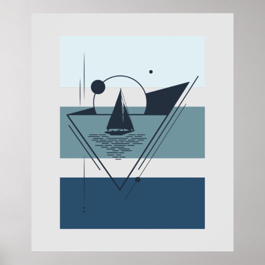 Geometrische Zeilboot Moderne kunst Poster (Voorkant)