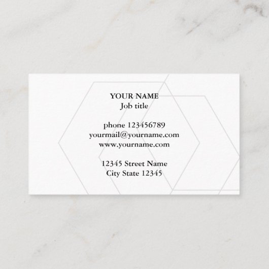 Geometrische zeshoek logo visitekaartsjabloon visitekaartje (Achterkant)