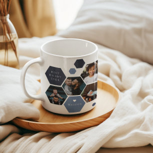 Geometrische zeshoek Moderne 4 foto Vaderdag Koffiemok