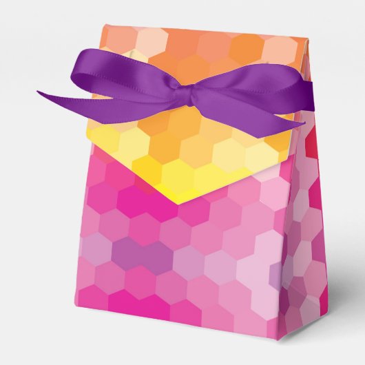 Geometrische zeshoekige vormen roze en geel verloo bedankdoosjes (Voorkant Zijde)