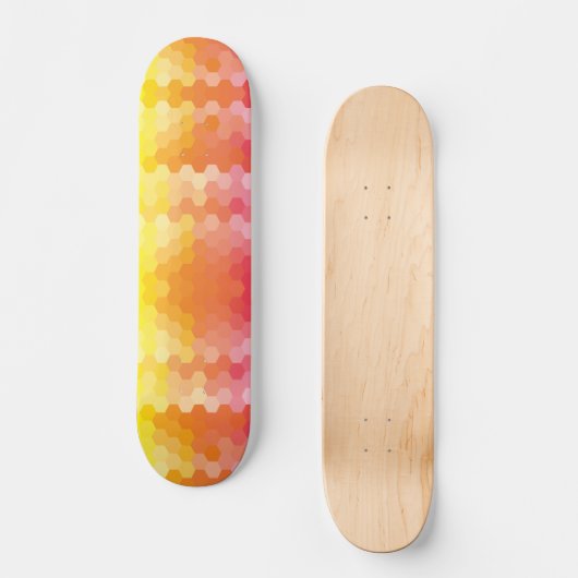 Geometrische zeshoekige vormen roze en geel verloo persoonlijk skateboard (Voorkant)