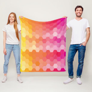 Geometrische zeshoekige vormen Roze geel Fleece Deken