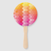 Geometrische zeshoekige vormen Roze geel Handwaaier (Achterkant)