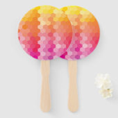 Geometrische zeshoekige vormen Roze geel Handwaaier (Voorkant en achterkant)