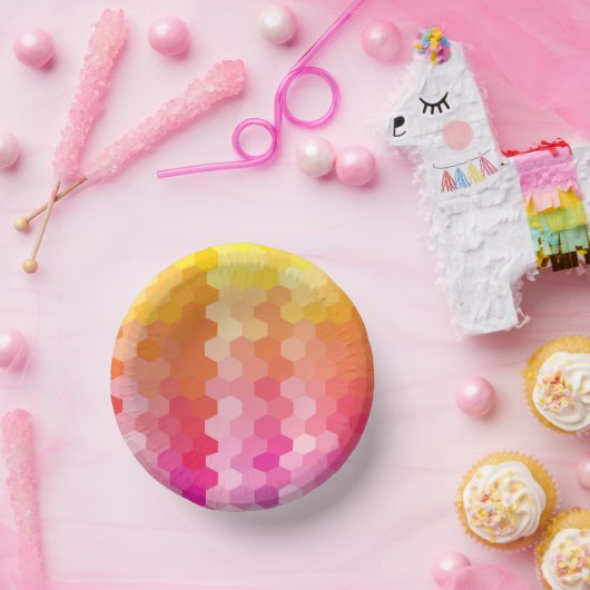 Geometrische zeshoekige vormen Roze geel Papieren Kommen (Feest)