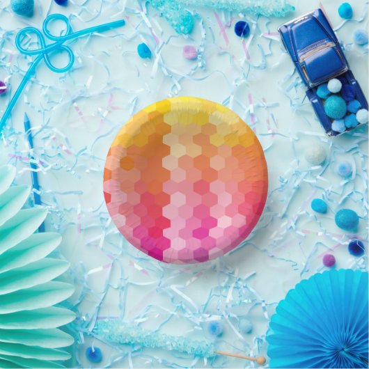 Geometrische zeshoekige vormen Roze geel Papieren Kommen (Feest)