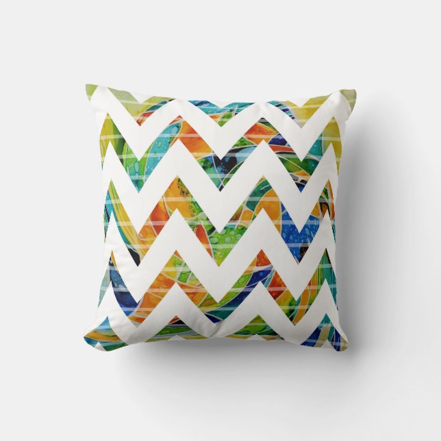 Geometrische zigzag omkeerbaar tot bloemig kussen (Voorkant)