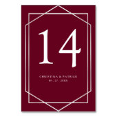 Geometrische Zilver & Bourgondische Trouwtafel Num Kaart (Voorkant)