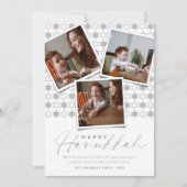 Geometrische zilveren sterren van David Hanukkah 3 Feestdagenkaart (Voorkant)