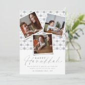 Geometrische zilveren sterren van David Hanukkah 3 Feestdagenkaart (Staand voorkant)