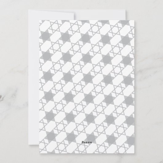 Geometrische zilveren sterren van David Hanukkah 3 Feestdagenkaart (Achterkant)