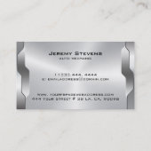 Geometrische zilvergrijs metallic textuur visitekaartje (Achterkant)