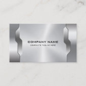 Geometrische zilvergrijs metallic textuur visitekaartje (Voorkant)