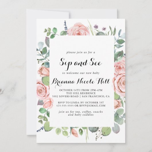 Geometrische zomer Breeze Floral Sip en zie Kaart (Voorkant)