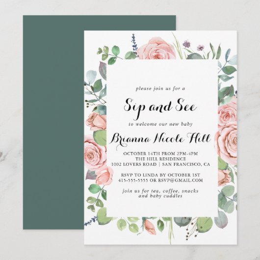 Geometrische zomer Breeze Floral Sip en zie Kaart (Voorkant / Achterkant)