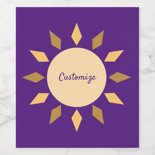 Geometrische zon Cirkel Thunder_Cove Wijn Etiket (Enkel label)