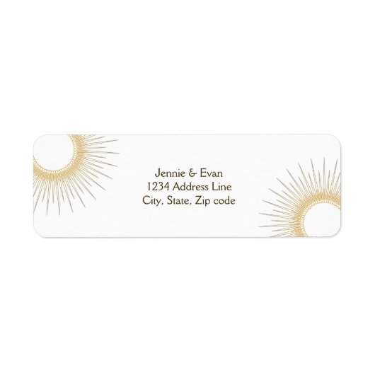 Geometrische zon Modern & Elegant Wedding Etiket (Voorkant)